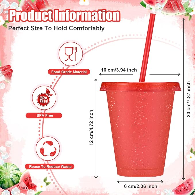 24 Pcs Plastic Tumblers with Lids and Straws, Reusable Cups with Lids Plastic - Image 2
