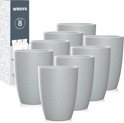Wrova Wheat Straw Cups 8 PCS Good Alternative to Plastic Reusable Cups 12 oz by WROVA