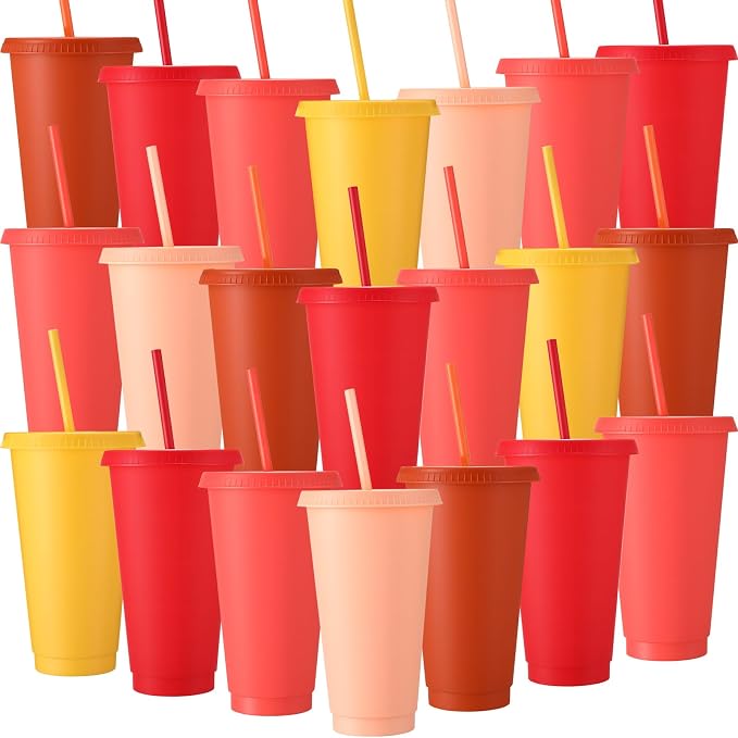 Honeydak 30 Pack Tumbler with Straw and Lid Bulk Cups by Honeydak