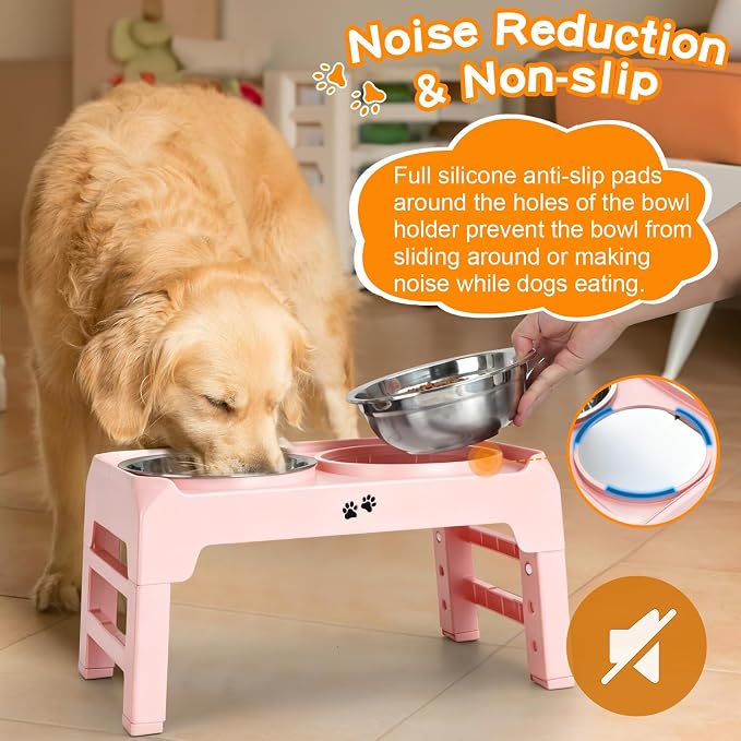 COMESOON Elevated Dog Bowls, 4 Height Adjustable Raised Bowl Stand - Image 5