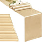 10-Pack Champagne 12 x 108 inches Long Premium Satin Table Runner | Wedding by REWOMC