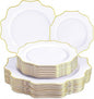 50PCS White and Gold Plastic Plates by WDF