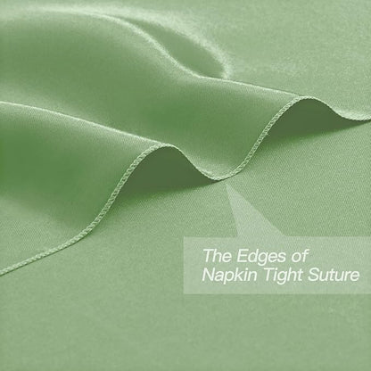 P Pothuiny 24 Pcs Sage Green Satin Napkins 17 x 17 in, Satin Cloth Napkins | - Image 3