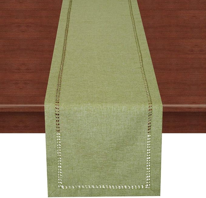 Grelucgo Handcrafted Solid Color Dining Table Runner, Double-Hemstitched - Image 4
