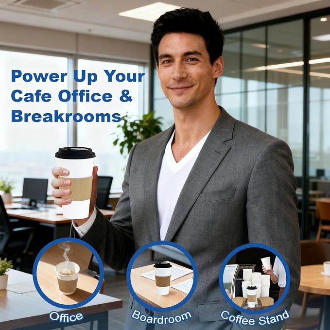 16 oz Coffee Cups + 16 Extra Cups Bulk Disposable To-Go Paper Cups - Image 7