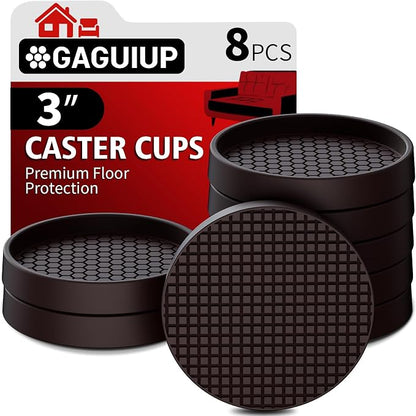Non Slip Furniture Pads- 3"x3" Round Anti Skid Caster Cups Furniture Coasters by GAGUIUP
