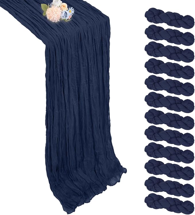 12 Pack Navy Blue Cheesecloth Table Runner 17 x 108 Inch | Boho Gauze Cheese by Pepmily