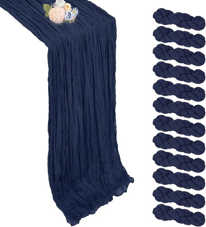 12 Pack Navy Blue Cheesecloth Table Runner 17 x 108 Inch | Boho Gauze Cheese by Pepmily