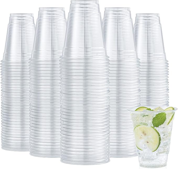Turbo Bee 200 Pack 12 OZ Clear Plastic Cups, Disposable Crystal Plastic Party by TurboBee