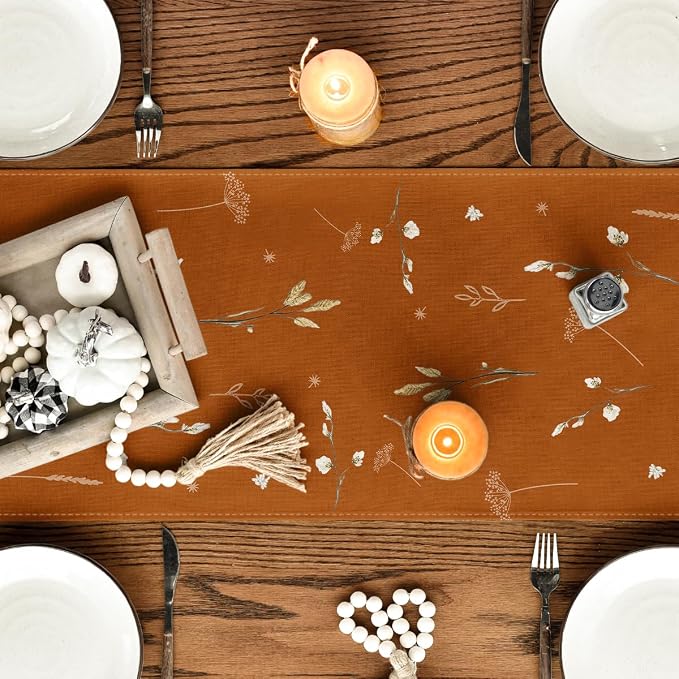 Artoid Mode 210 GSM Fall Table Runner 13x90 Inch Home Party Decor | Orange - Image 7