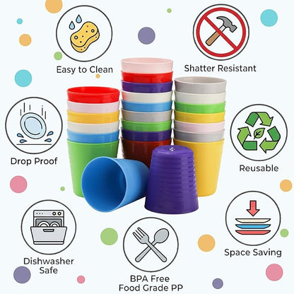Frcctre 24 Pack Plastic Kids Cups, 8 Oz Small Unbreakable Plastic Kids Tumblers - Image 3
