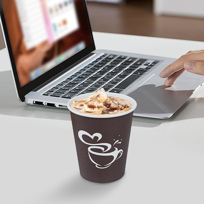 Clawsoff 10 oz 200 count Disposable Coffee Cups Hot Paper Cups Brown | - Image 6