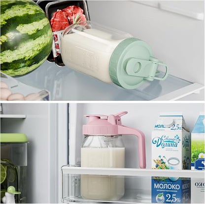 Breast Milk Pitcher, 32 oz Wide Mouth Glass Mason Jar | Dual Leak-Proof Lid - Image 5