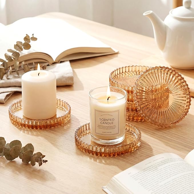 8 Pcs Glass Coasters with Holder Clear Drink Coasters Crystal Round Beverage - Image 7