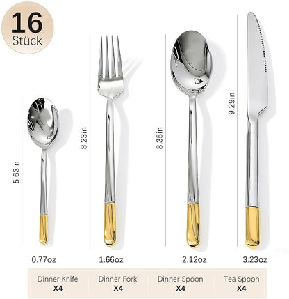 IKXO 16-Piece Stainless Steel Flatware Set - Image 2