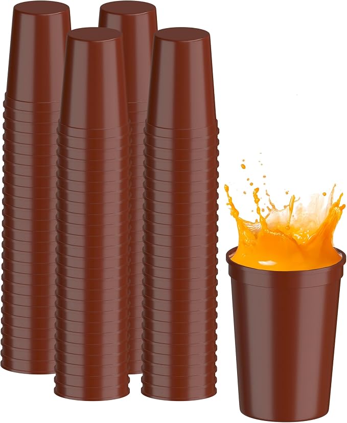 PartyPrints 100 Pack Small 10 to 12 oz Maroon Reusable Blank Plastic Cups by PartyPrints