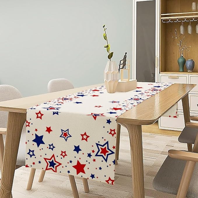 4th of July Table Runner, American Stars Patriotic Independence Day Table Runner - Image 2