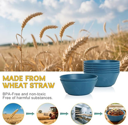 PYRMONT Large Salad Bowl 36 Oz Wheat Straw Bowls Set of 8 Alternative Plastic - Image 4