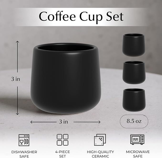 MIAMIO - Ceramic Cup Set of 4, Coffee Mugs - Nami | Coffee Cup Set / Ceramic - Image 3