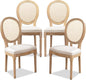 SoarFlash French Dining Chairs Set of 4, Vantage Dining Chair with Round Back, Farmhouse Country Rattan Dining Chair for Kitchen,Bedroom,Beige