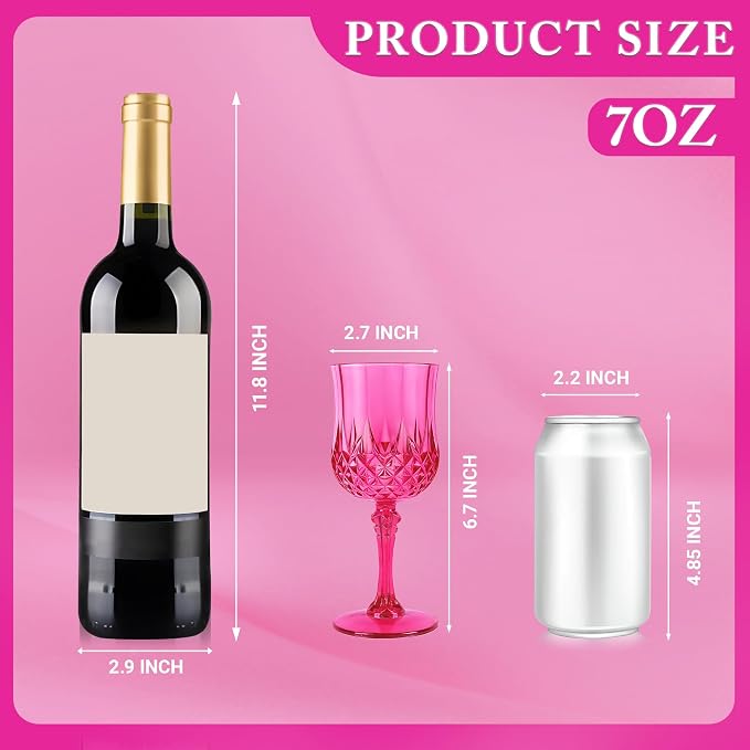 48Pack Plastic Wine Glasses, 7oz Vintage Goblets - Image 2