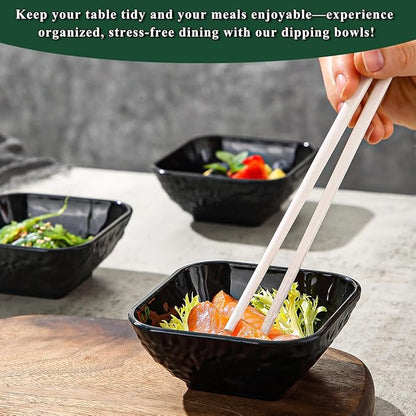 Berglander Dip Bowls Set 6pcs, 6 oz Black Plastic Dipping Bowls, Matte Stone - Image 4