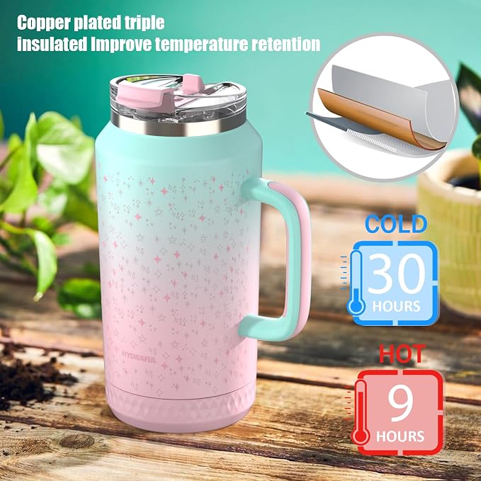 Hydraful 64 oz Tumbler with Handle and Straw - Image 3