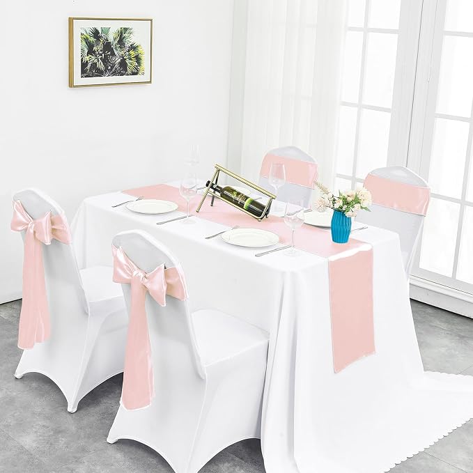 Pufogu 10-Pack Rose Gold Satin Table Runner 12 x 108 Inch Long Bright and - Image 5