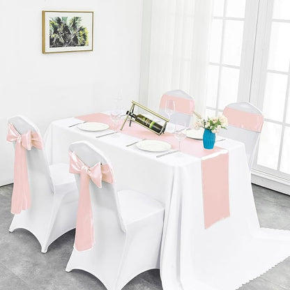 Pufogu 10-Pack Rose Gold Satin Table Runner 12 x 108 Inch Long Bright and - Image 5