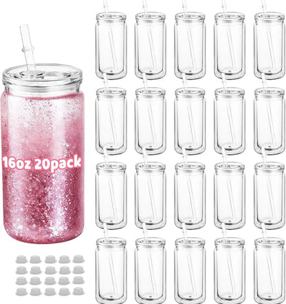 20 Pack Bulk 16oz Snow Globe Tumblers by Cuguords