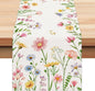 Bonhause Spring Floral Table Runner 13x72 Inch Pink Flowers Plants Leaves by Bonhause