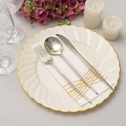 Efavormart 10-Pack 10" Ivory Vintage Plastic Dinner Plates - Image 7