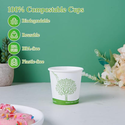 ECOLipak 500 Count 4 oz Compostable Paper Cups, Disposable Paper Coffee Cup | - Image 4