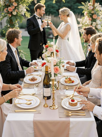 WDF 120 pieces Gold Disposable Plastic Plates - White and Gold Plates Include 10.25" Dinner Plate & 7.5" Salad Plate for Weddings/Party/Valentine's Day