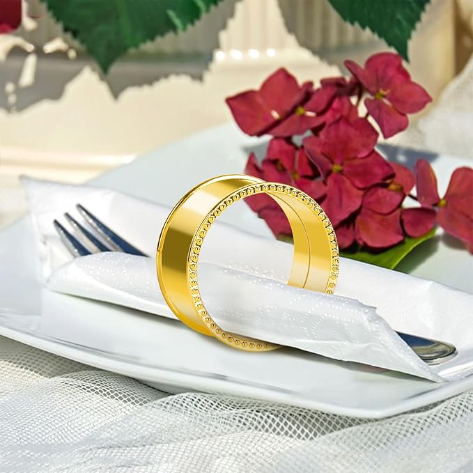 6 Pcs Stainless Steel Bead Side Napkin Rings - Image 3