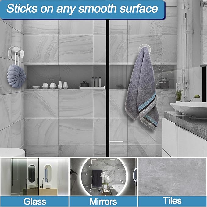 Vacuum Suction Cup Hooks for Shower, Shower Hooks for Inside Shower Glass Window - Image 2