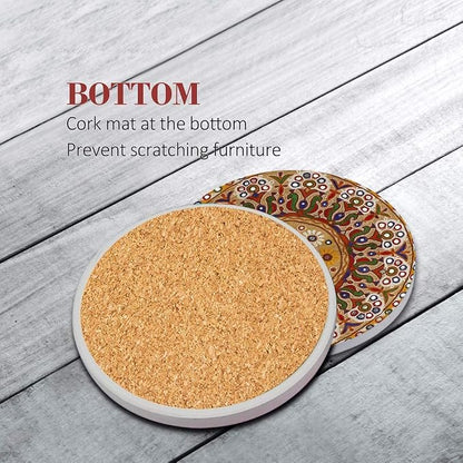 Coasters for Drinks, Ceramic Stone, Mandala Africa | Colorful Absorbent Round - Image 2