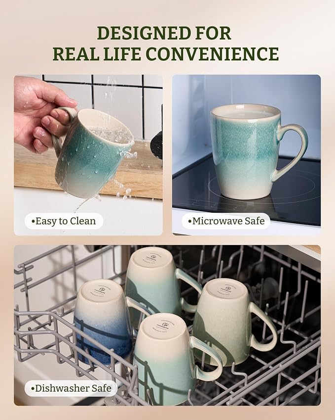 famiware Coffee Mugs Set, 13 oz Mug Set of 8, Stoneware Cups - Image 7