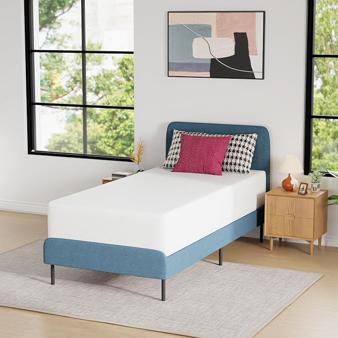 FDW | 12 Inch Twin XL Mattress | Medium Firm | Gel Memory Foam Mattress | White | Bed in a Box, CertiPUR-US Certified | Pressure Relief, Cooling Ventilated Foam | Washable Removable Cover