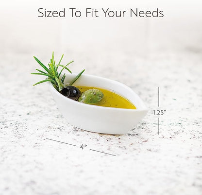 Restaurantware-2 Ounce Dipping Sauce Bowls, 10 Canoe Shape Dipping Sauce Dishes - Microwave-Safe, Oven-Safe, White Porcelain Small Dishes, Chip-Resistant, For Sauces Or Individual Portions