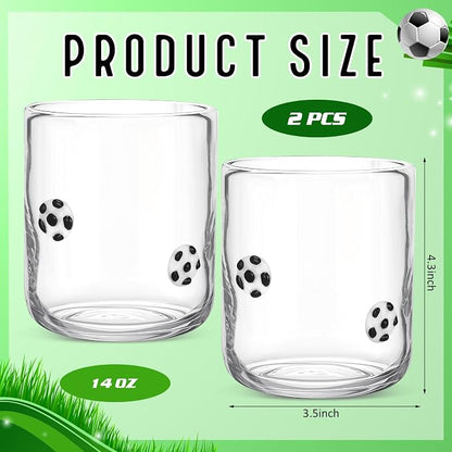 SiliFine 2 Pcs Soccer Icon Juice Glasses, 14oz Ball Sport Stemless Wine - Image 3