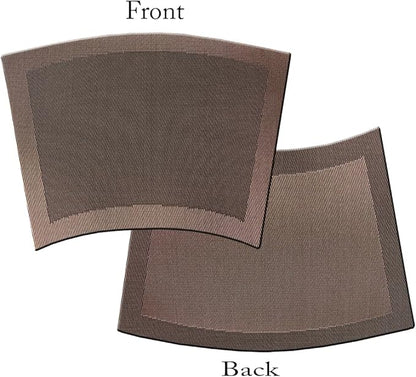 Wedge Shape Placemats for Round Dinner Table Woven Vinyl Wipe Clean Non Slip Plastic Table Mats Set of 4（Brown）