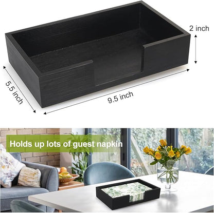 Black Wooden Napkin Holder for Bathroom Paper Hand Guest Towels Holder Tray | - Image 6