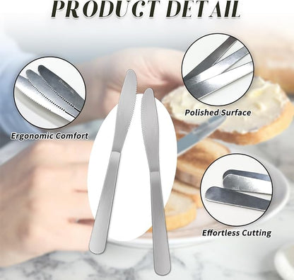 150 Pcs 8.3 Inches Stainless Steel Dinner Knives Spreader Knives Silverware - Image 5
