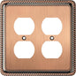 Henne Bery Rope Edge Decorative Wall Plate Switch Plate Outlet Cover (Double Duplex, Antique Copper)