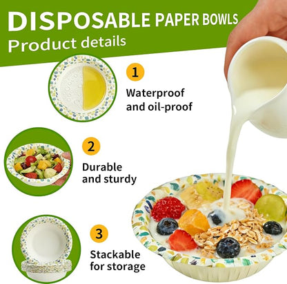 30 Pcs Small Paper Bowls, 8 oz Disposable Bowls, Soak Proof, Cut Proof - Image 3