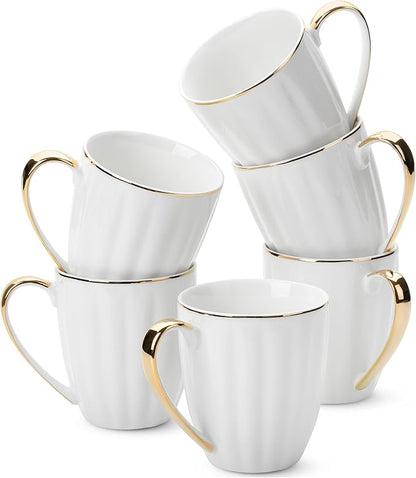 BTaT- White Porcelain Coffee Mug Set, 6 Pack by BrewToATea