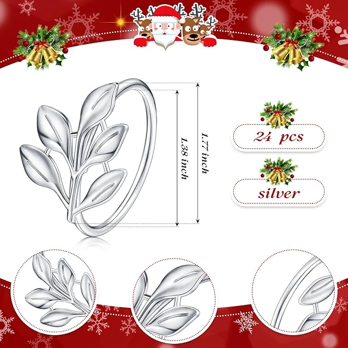 WILLBOND Leaf Napkin Rings Holders Fall Party Napkin Rings - Image 2