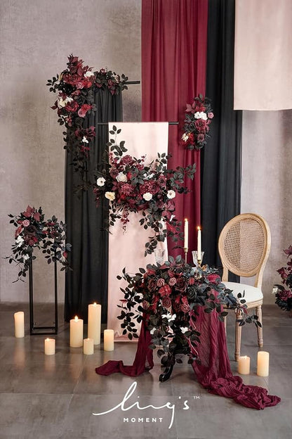 Ling's Moment Dark Red Cheesecloth Table Runner, 168 Inch 14FT | Burgundy Boho - Image 3