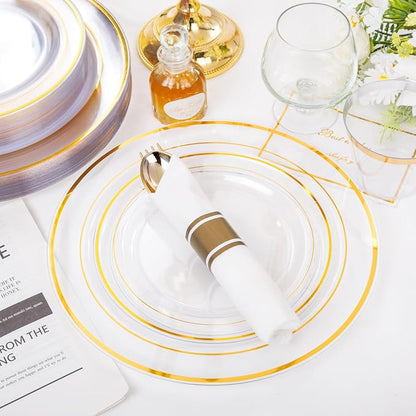 WELLIFE 350PCS Clear-Gold Plastic Plates - Image 6